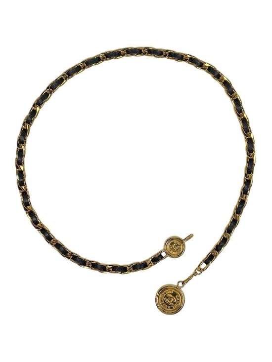 Chanel CC Logo Chain Belt 31 Rue Cambon Leather Gold